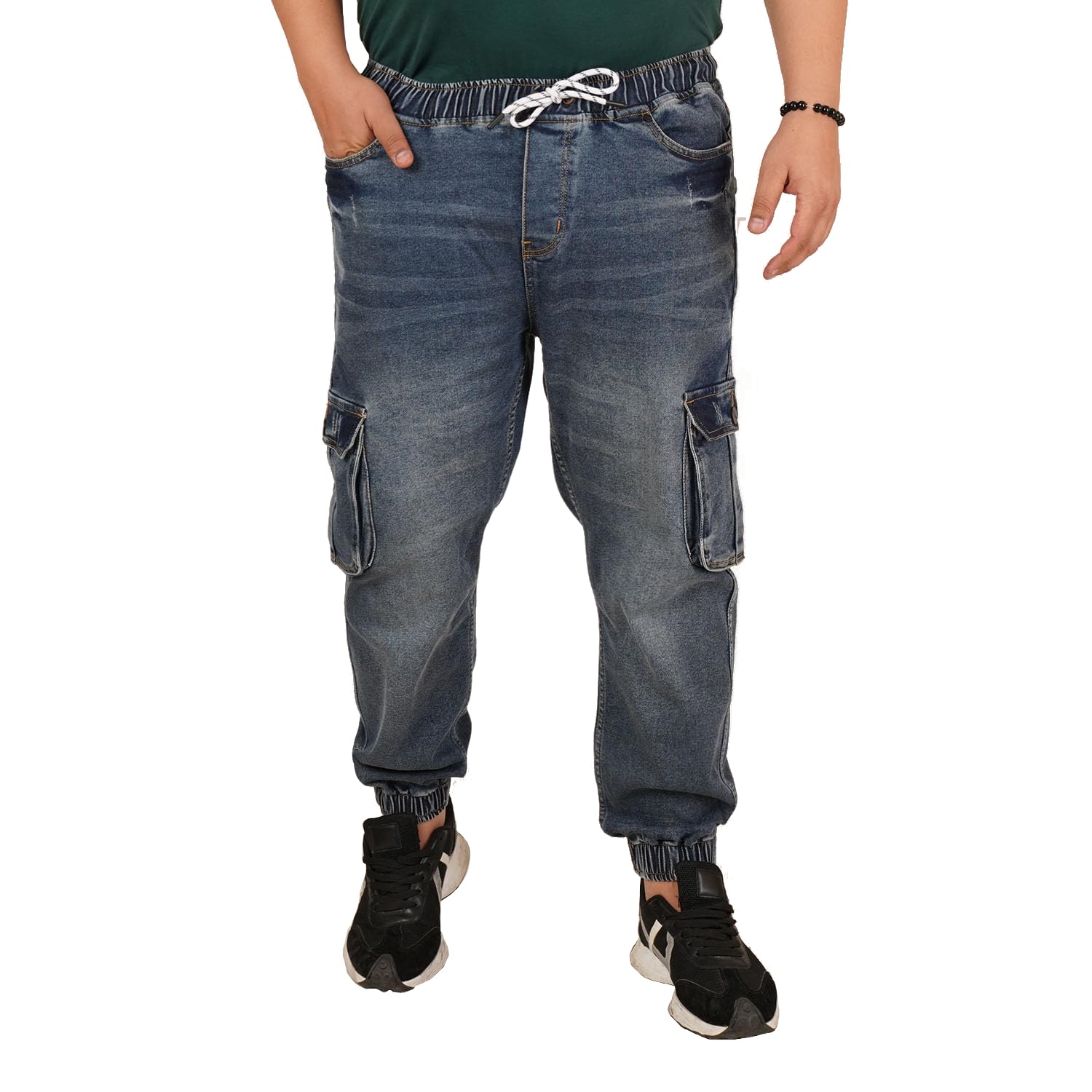 Mens Plus Size Loose Fit Black Color Denim Jogger - Style Code KGDJGR-406052-image-8