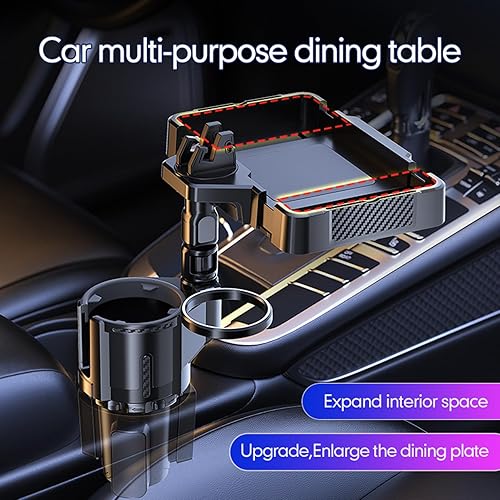 Miniatura 7 de Bandeja portavasos, 4 en 1, expansor de soporte para bebidas con mesa expandible para alimentos, para viajes por carretera y viajes diarios
