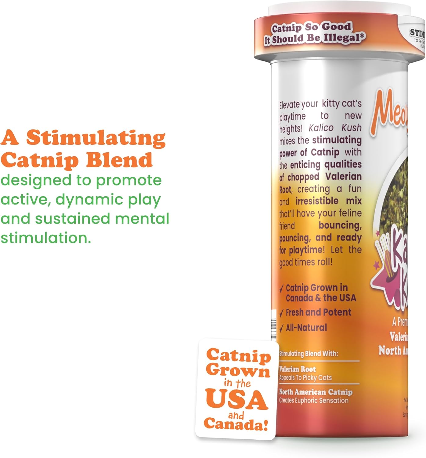 Meowijuana Pepper Bundle | Get Kickin' Refillable Chili Pepper Toy and Kalico Kush Catnip Blend | Promotes Play and Cat Health | Includes North American Organic Catnip