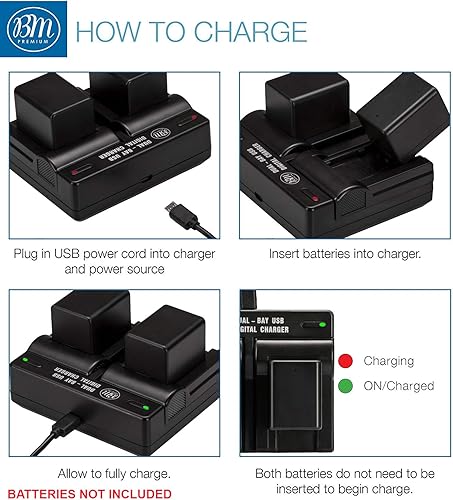 Miniatura 3 de BM Premium BP718, BP727 Cargador de batería dual USB para Canon HFR80, HFR82, HFR800, HFR70, HFR72, HFR700, HFM500, HFR30, HFR32, HFR300, HFR40,