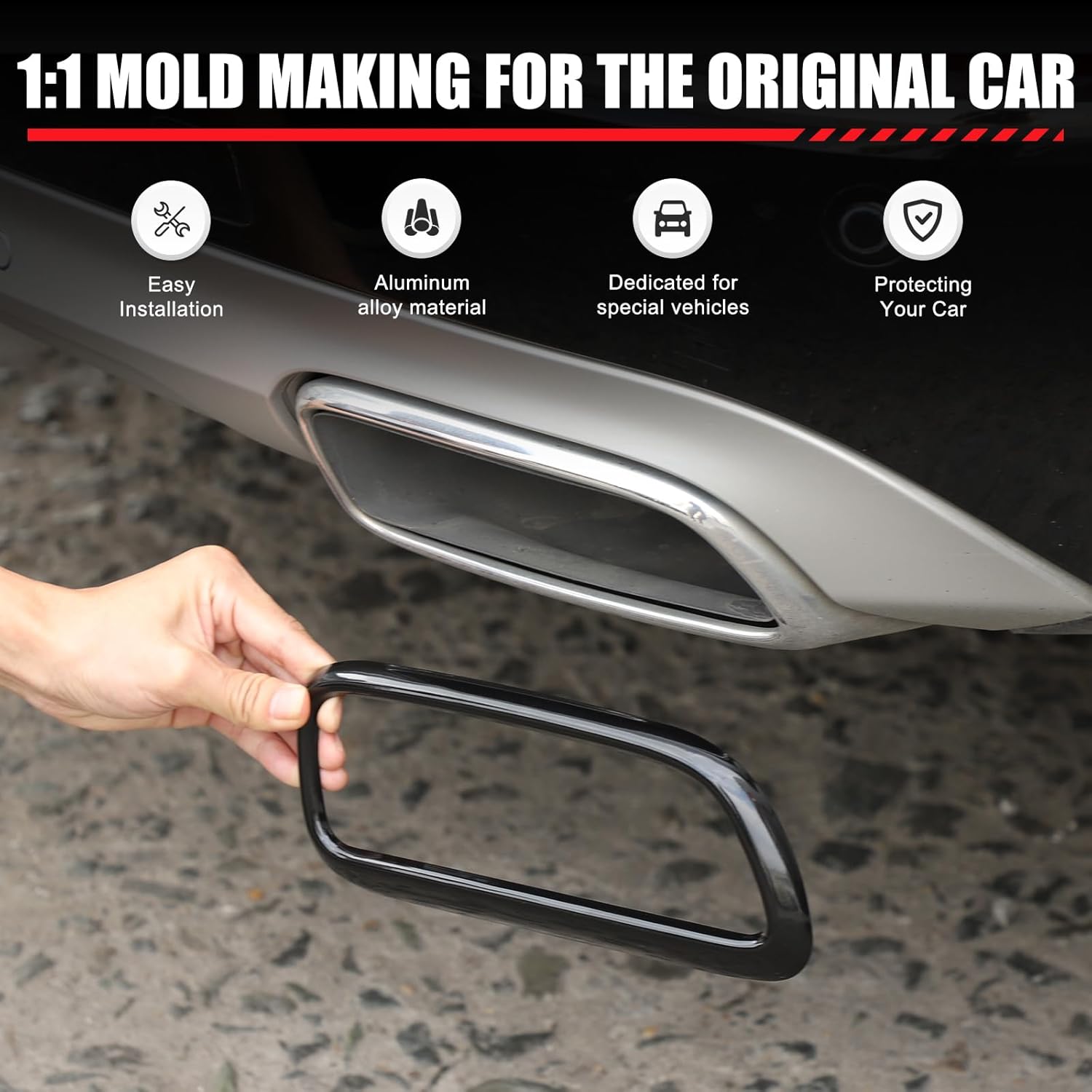 Tail Pipe Trim Compatible with Volvo XC90 2016-2023 Stainless Steel Car Exterior Exhaust Pipe Mufflers Cover Rear Bumper Cylinder Exhaust Pipe Cover Decorate Accessories (Black(Dual-Exhaust))