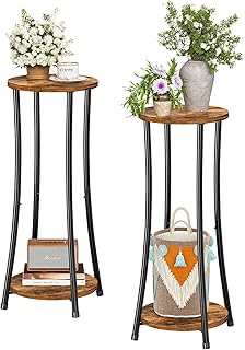 2-Pack Plant Stand Indoor Outdoor, 2-Tier Round Flower Pot Holder with R...