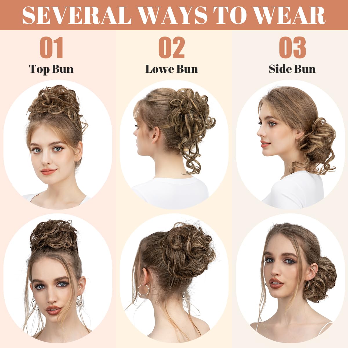 Amazon.com : CJL HAIR 2PCS Messy Bun Hair Pieces Wavy Curly  display picture 3