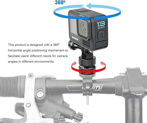 Miniatura 4 de Soporte para manillar de cámara de bicicleta de montaña para GoPro Hero 10987654,360 grados de rotación de aluminio para motocicleta DJI Osmo