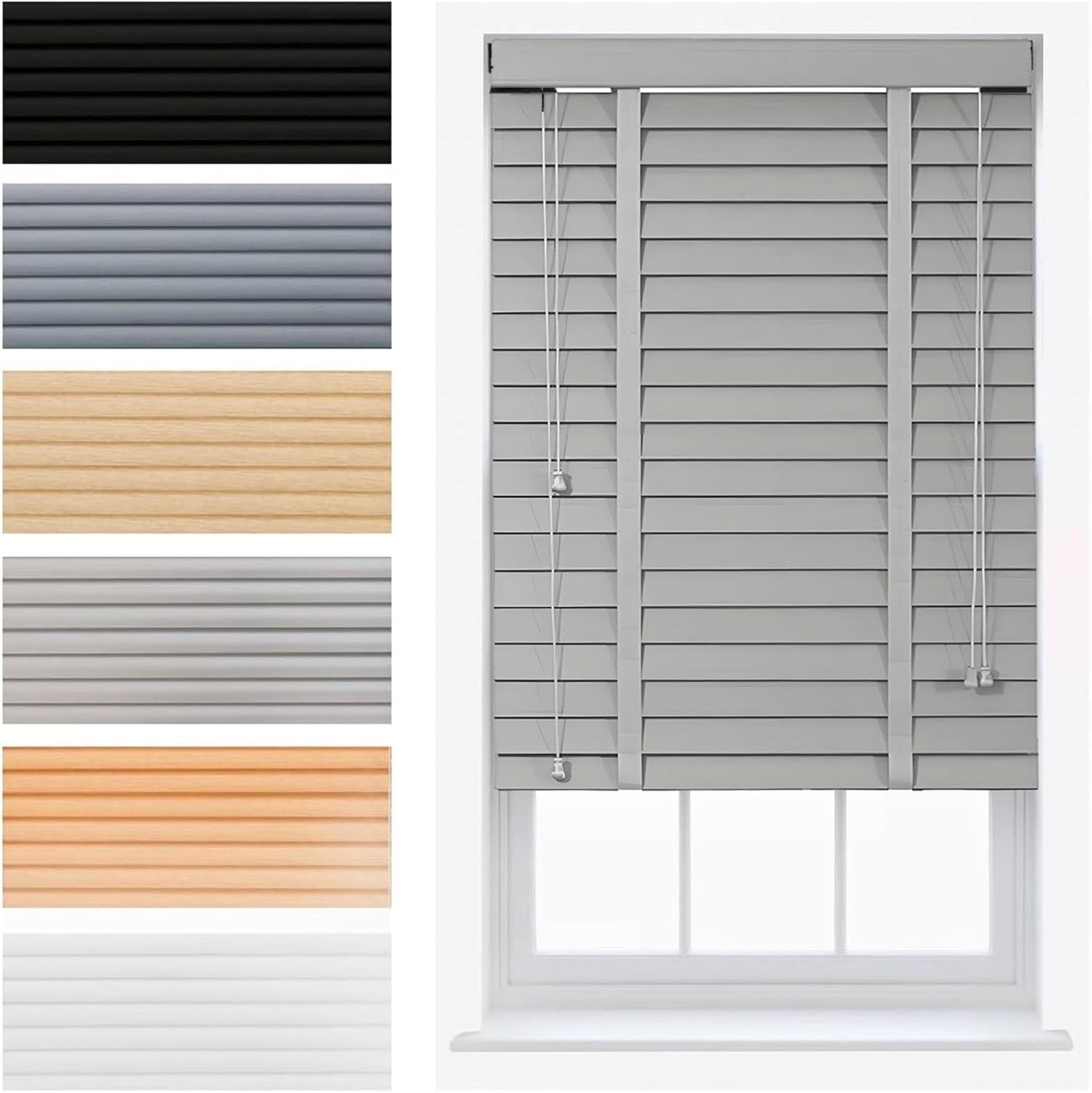 Wood Blinds 2" Slats Indoor Faux Wooden Blind, Cordless Horizontal Window Shades, Light Filtering Sheer Shade Wide 18" 24" 28" 30" 35" 40" 48" 54" 60" 72" Room Darkening for Office,Bathroom(Red)