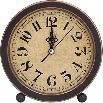 Desk Clock,Vintage Retro Analog Alarm Clock,5 Inch Silent Non Ticking Small Clock Modern Tabletop Clock for Living Room, Bedroom, Bedside, POTRUWE52xs6vqwtz