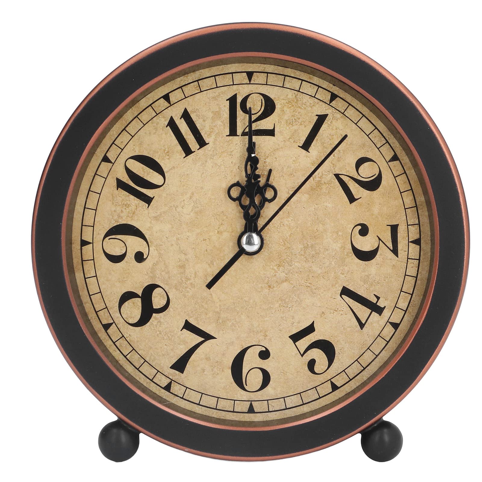 Réveil Analogique Rétro Vintage 5 Pouces - Horloge De Bureau Silencieuse Sans Tic-Tac, Alimentée Par Pile AA