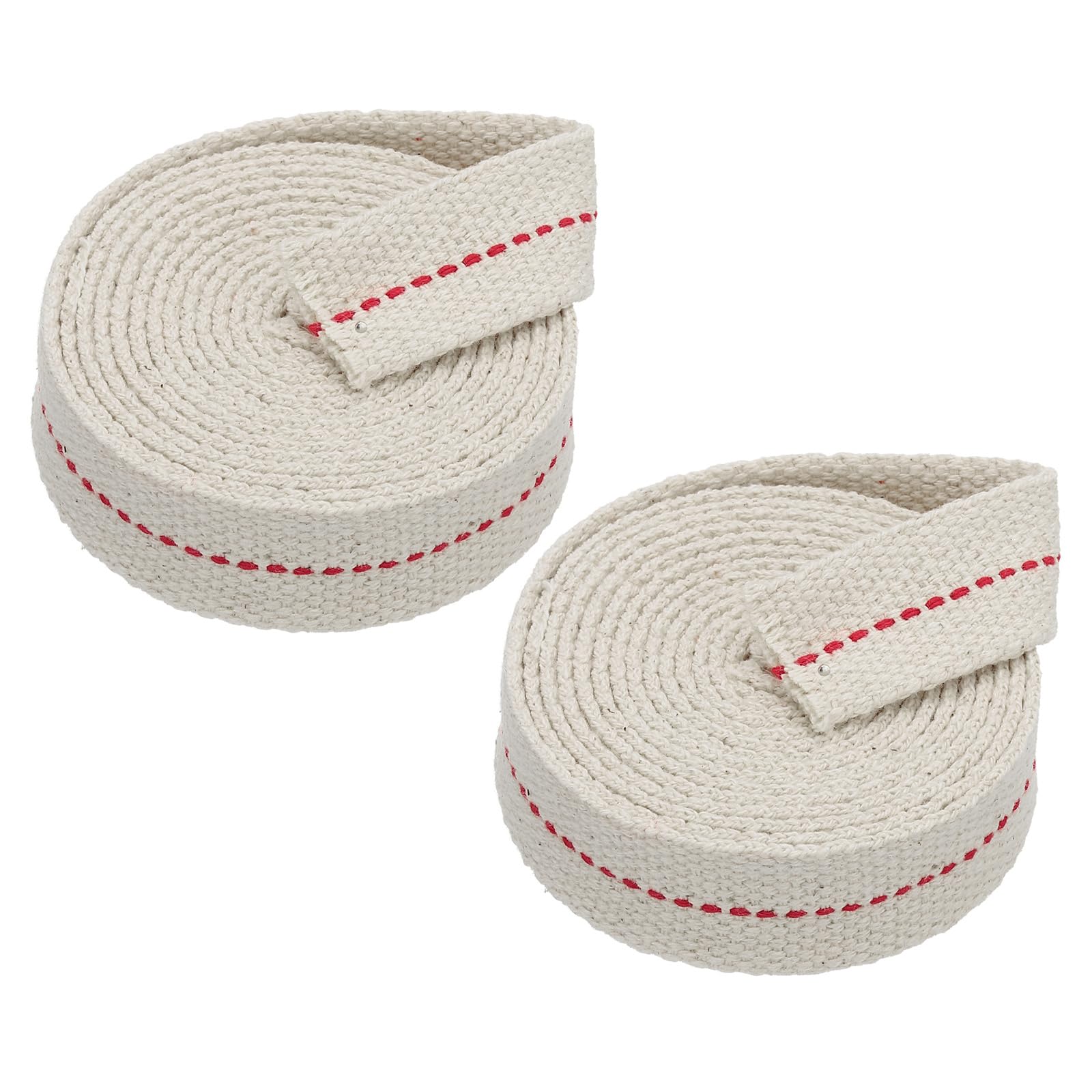 PATIKIL 7/8" Wide 6 Feet 100% Cotton Flat Wick, 2 Rolls Oil Lamp Wicks with Red Stitch for Kerosene Lamp Lantern Oil Burner