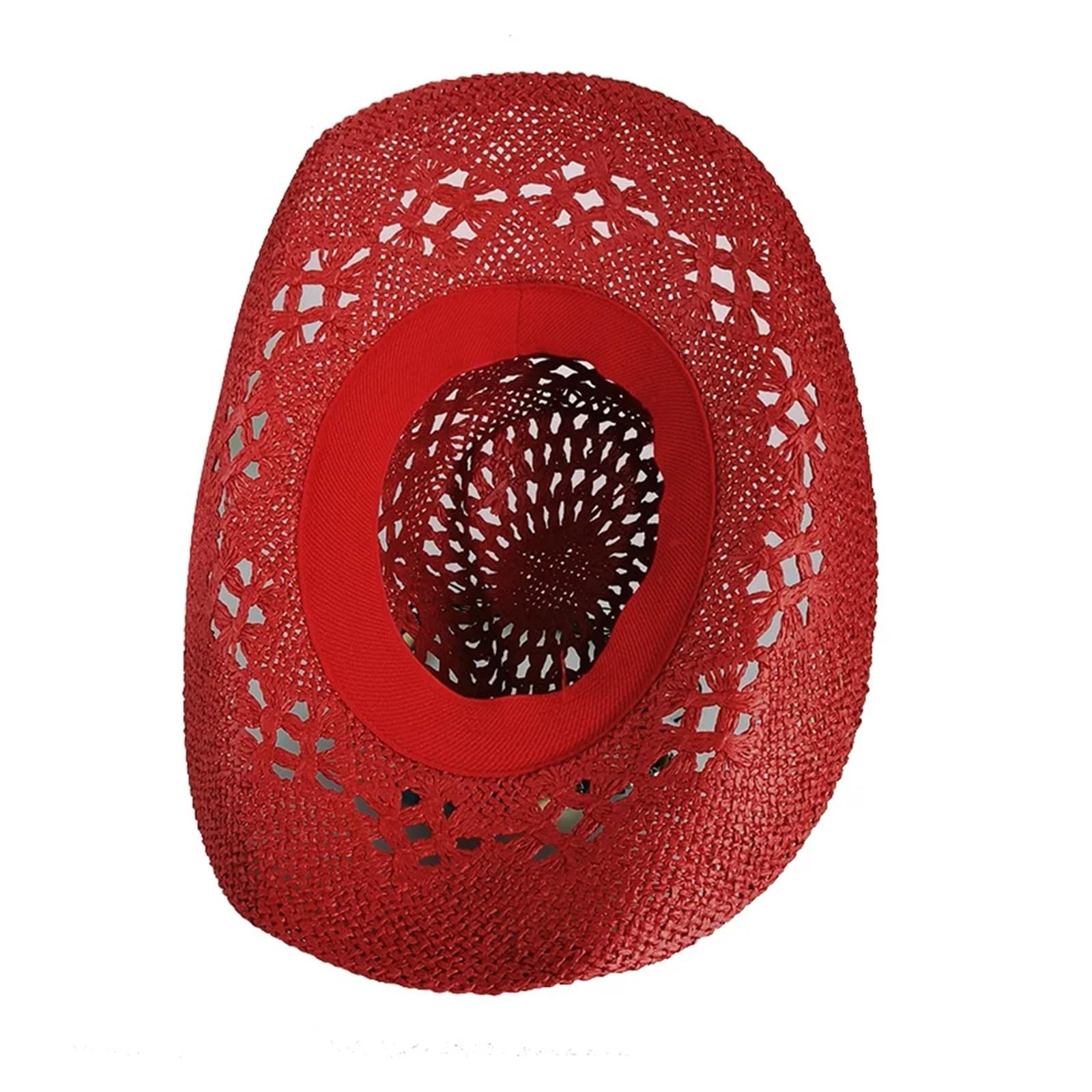Sombrero Cowboy Sombrero de paja vaquero for mujer, sombrero rojo ala grande for fiesta, verano al aire libre, jazz for el sol Retro