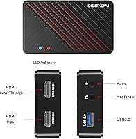 Vista 7 de DIGITNOW 4K Video Capture Card, HDMI to USB3.0 Live Gamer Capture Card Full HD 1080P 60fps, Ultra-Low Latency for Streaming and Recording, Work with