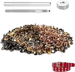 100 Sets Leather Rivets 8x12mm Metal Double Cap Snaps Fasteners with 3pcs Setting Tools for Leather Craft, DIY, Repair, Clothing, Bags, Belts, Decoration, Multi Colors