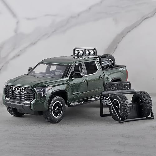 Miniatura 4 de Toy Trucks for Boys 124 Tundra Diecast Metal Model Toy Pickup Truck Pull Back Car Model with Light and Sound Toy Trucks for Boys Age 4-7(Green)
