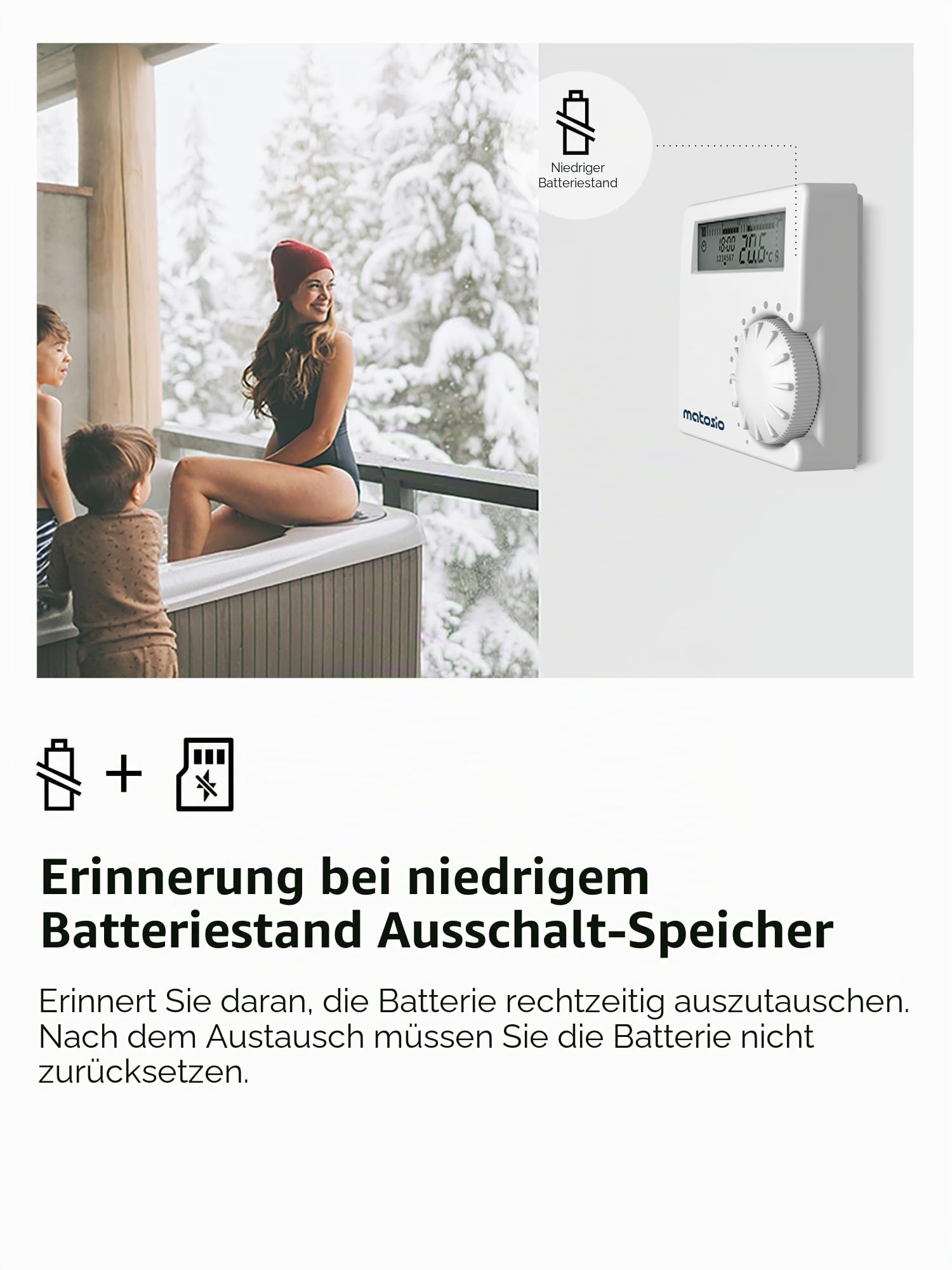 Funk-Thermostat Raumregler Set TH611 für Heizkessel, programmierbar, mit Empfänger, Kesselthermostat Digital, batteriebetriebener Raumthermostat, Wandmontage, Weiß
