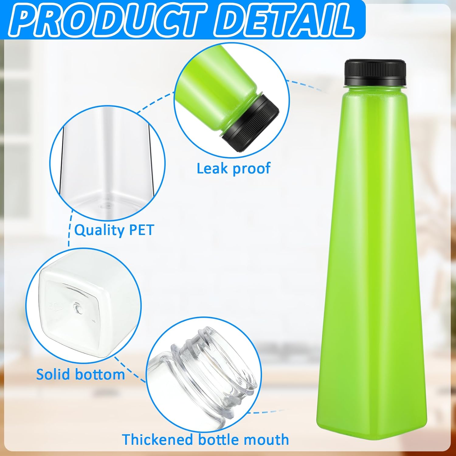 Tanlade 100 Pcs Plastic Juice Bottles with Caps Empty Reusable Beverage Containers Clear Disposable Drink Bottles with Black Tamper Evident Lids for Juicing Smoothie Beverages Fridge(16 oz)