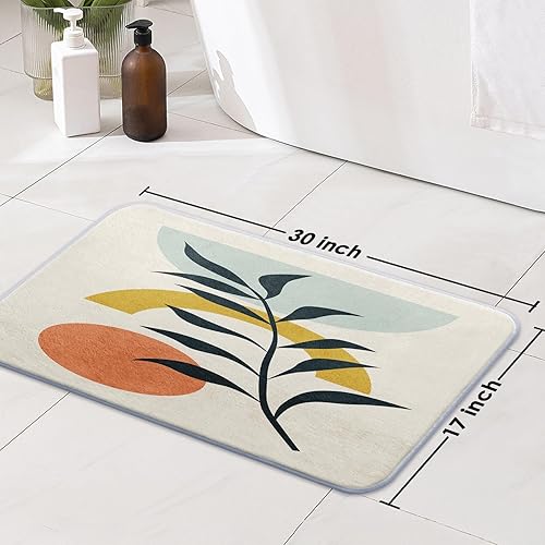 Miniatura 2 de Tapete de baño abstracto de imitación de cachemira, 17 x 30 pulgadas, plantas naturales, bohemias, tapete decorativo para el hogar, parte trasera de