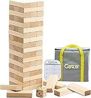 Vista 1 de GOROCK Juegos de Torre Gigante de Volterío, 60 piezas de bloques de madera hasta 5 pies de altura con tablero de puntuación de dados y bolsa