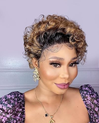 Asteria Peluca de cabello humano lacio de corte corto con corte Pixie previamente despuntado #99j pelucas Bob para mujer, color borgoña 13x4x1,