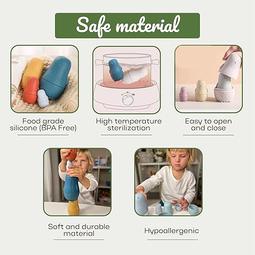 Miniatura 5 de Montessori Muñecas de anidación para niños muñeca Matryoshka de silicona juguete educativo Montessori pingüinos apilables juguetes de nido para