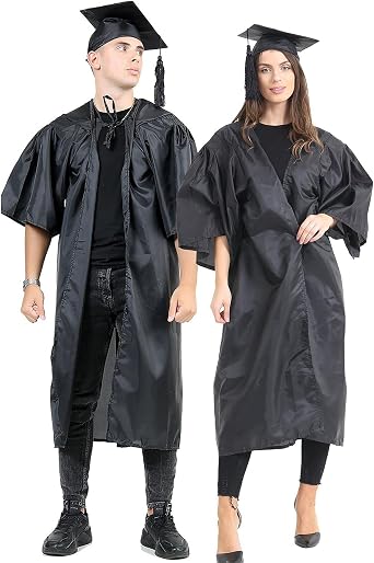 Bachelor Ba Graduation Gown Mortarboard Cap University Pleated Robe Womens Mens