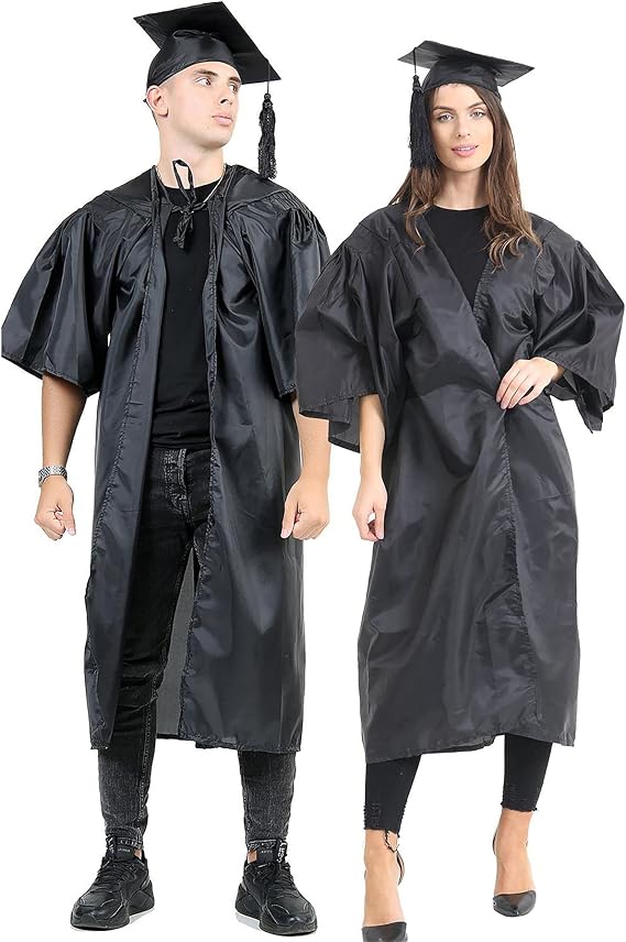 Bachelor Ba Graduation Gown Mortarboard Cap University Pleated Robe Womens Mens