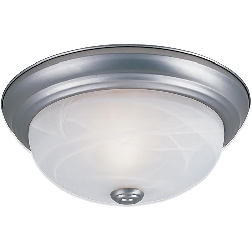 Designers Fountain 13 in 3-Light Flush Mount Ceiling Light, Pewter with Alabaster Glass Shade, 1257M-PW-AL