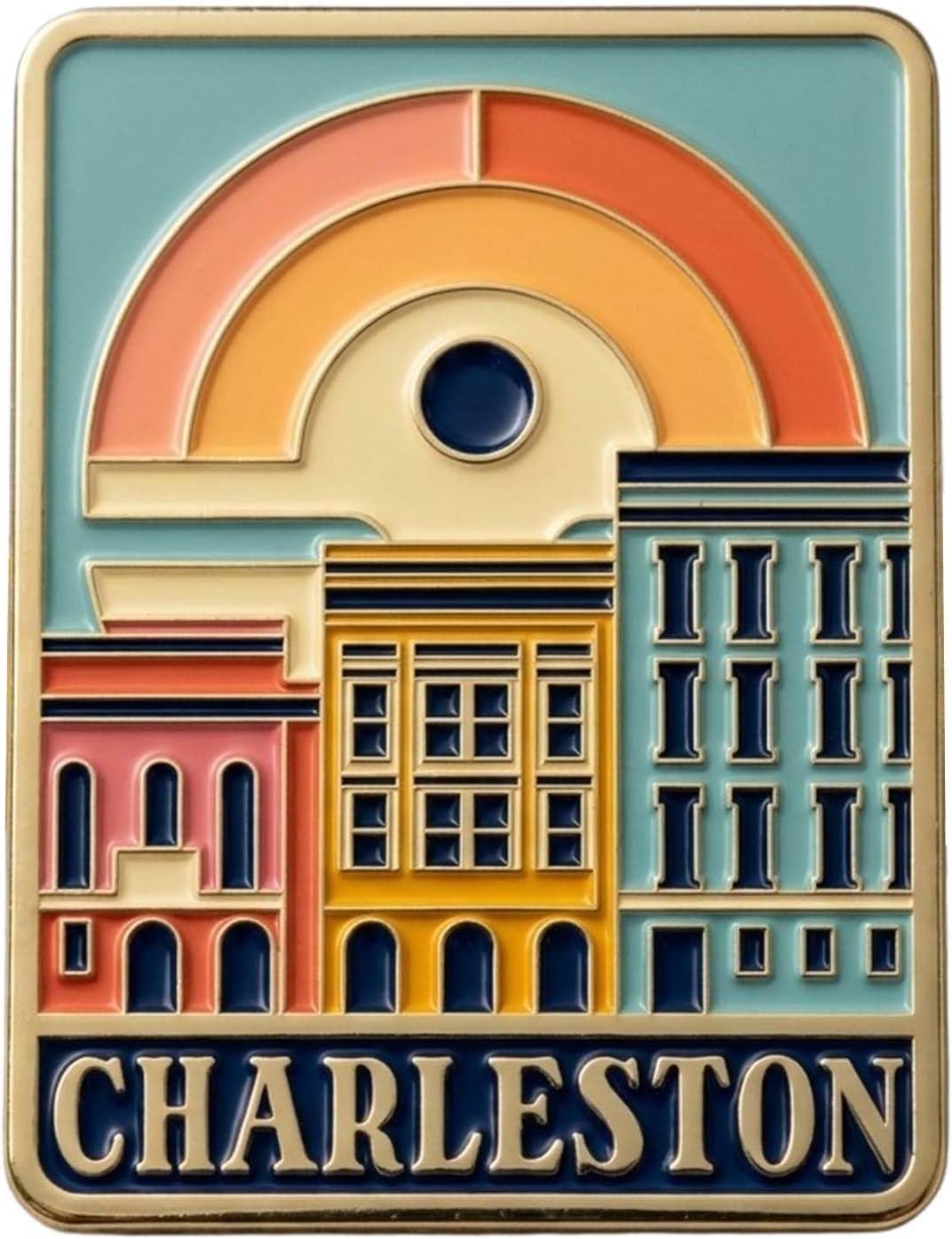 Vagabond Heart Charleston Pin - South Carolina Travel Souvenir Collectible - Metal Brooch for Backpack Jacket Hat - Charleston Enamel Pin - Hard Enamel Lapel Badge - Gift for Travelers - 1.125 inch