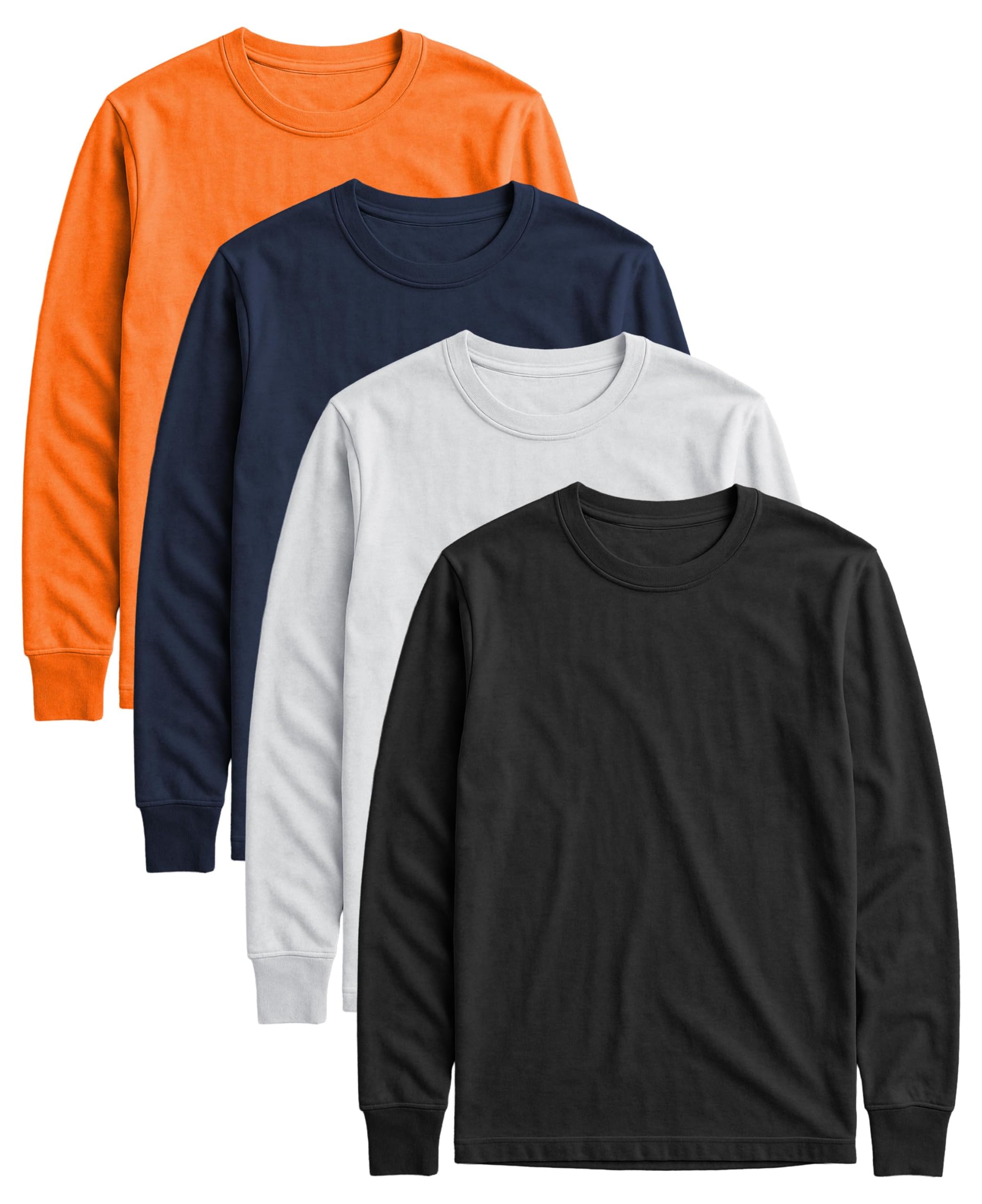 Andrew Scott Long Sleeve T-Shirt Pack | Ultra Soft 100% Cotton Color Crew Neck Tees