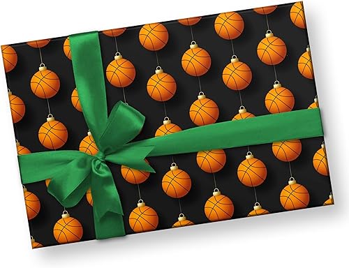 Miniatura 3 de Bonito envoltorio de regalo de baloncesto papel de regalo grueso adorno de Navidad decoración de fiesta navideña rollo de 6 pies x 30 pulgadas