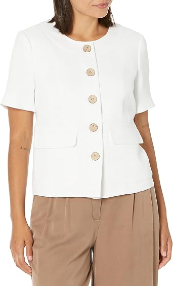 Kasper Womens Jewel Neck JKT W/Short Sleeve