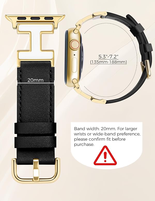 MOINSPIRE Leather Band Compatible with Apple Watch Bands Women 38mm 40mm 41mm 42mm(S11/10) Dressy Design6r Leather Strap with H-Shape Metal Buckle for iWatch Series 11 10 9 8 7 6 5 4 SE/Ultra 3 2 1 by MONSPIRE - Used condition - Image 4