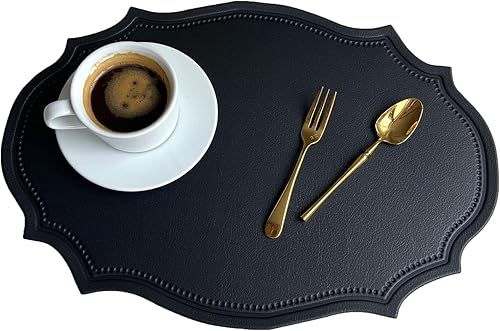 Juego de 6 manteles individuales ovalados de piel sintética de doble textura, lavables, herméticos y antideslizantes, para el hogar, cocina,