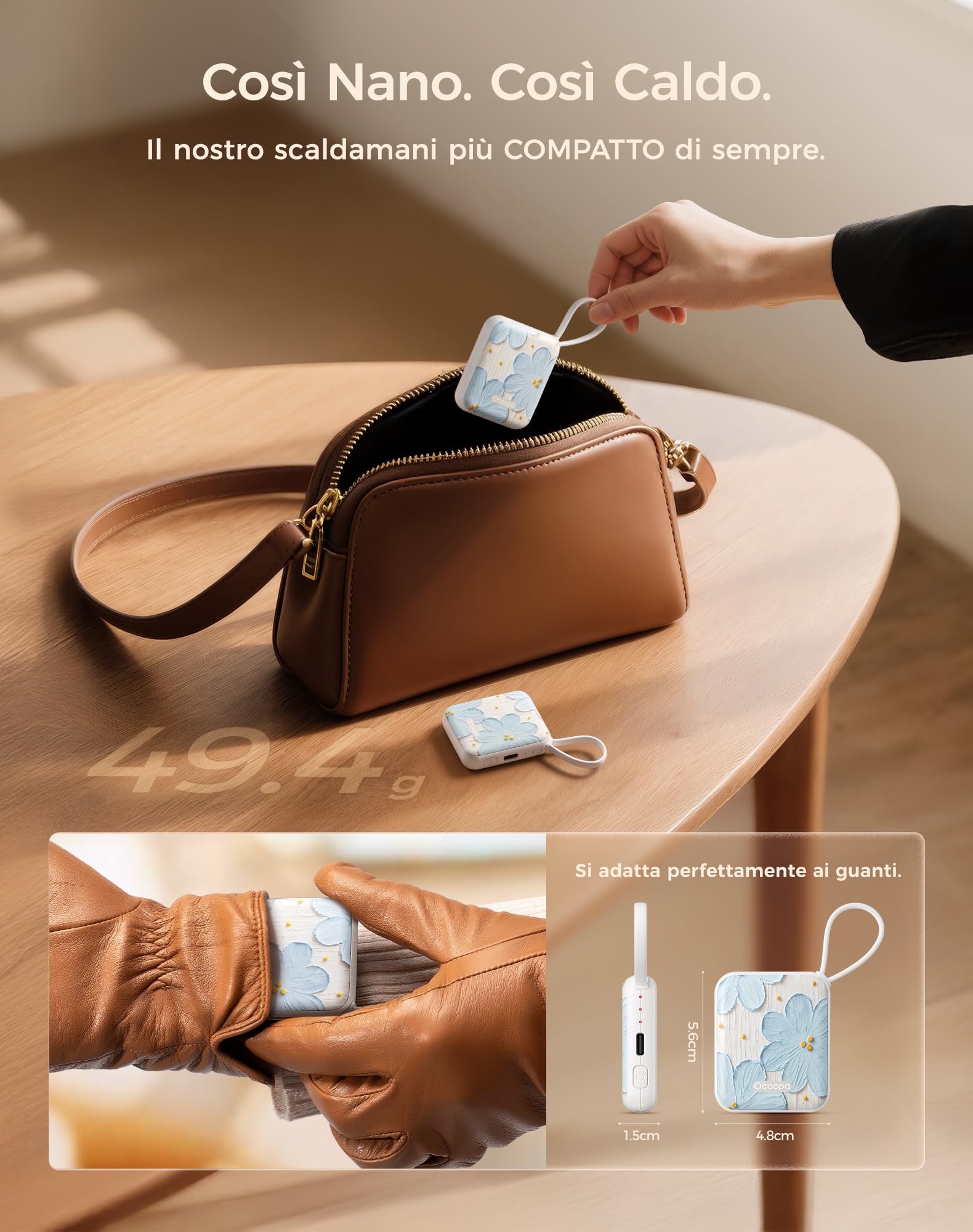 OCOOPA UT5 Nano Scaldamani Elettrico Confezione da due, Tre Livelli di Riscaldamento, Scaldamani Ricaricabile Portatile Scalda mani Tascabili, Regali, Essenziali per il Freddo Invernale in Esterni