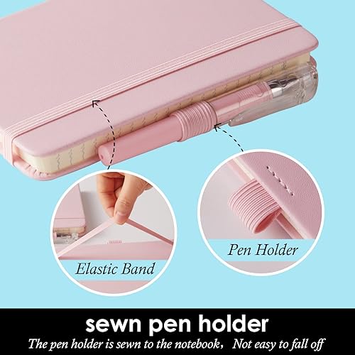 Vista 2 de Cuaderno pequeño con bolígrafo, paquete de 3 minicuadernos con bolsillo, rosa, cuadernos a granel para mujeres, trabajo, escuela, escritura y toma