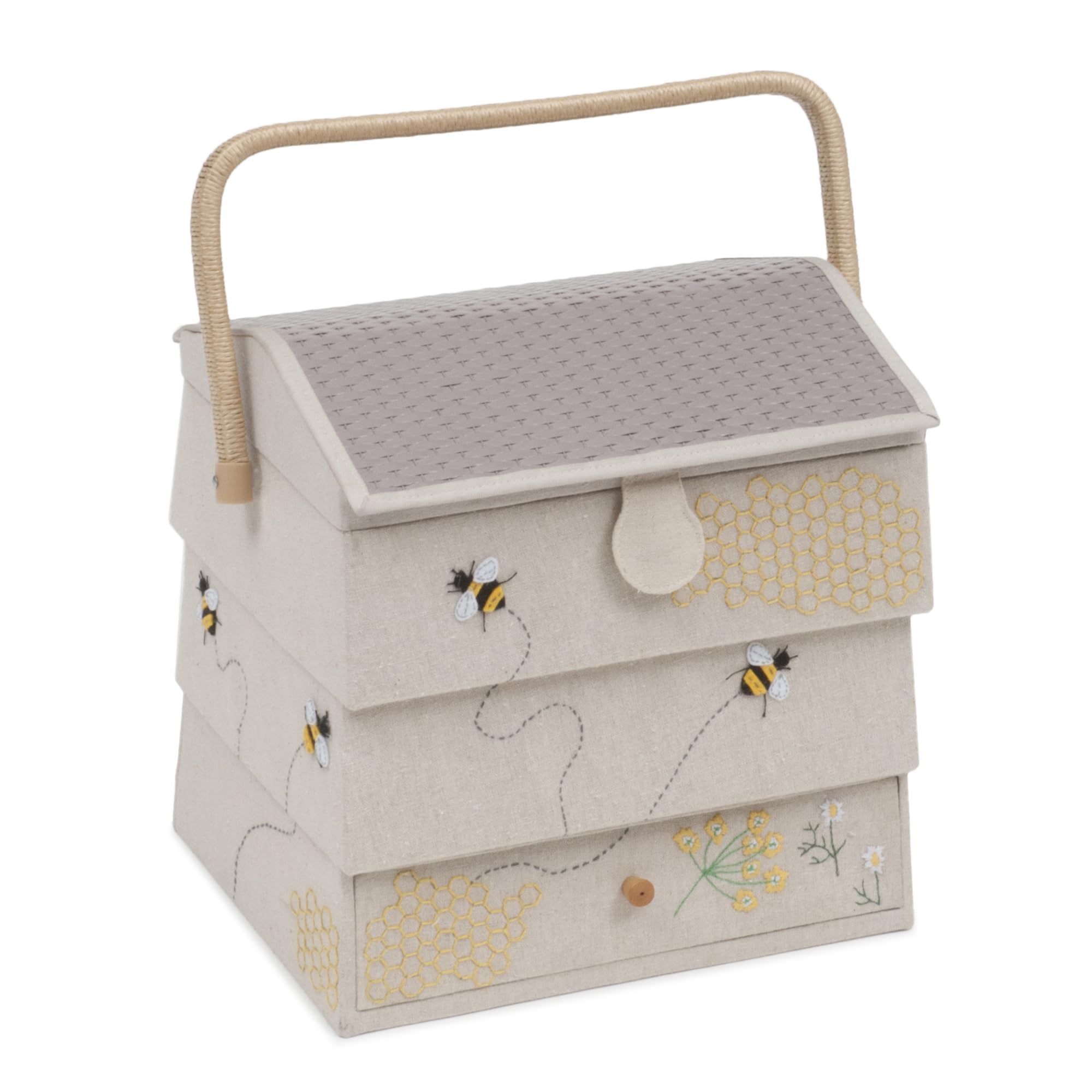 Hobby Gift Bee Hive With Drawer Novelty Sewing Craft Hobby Storage Box, Embroidered,
