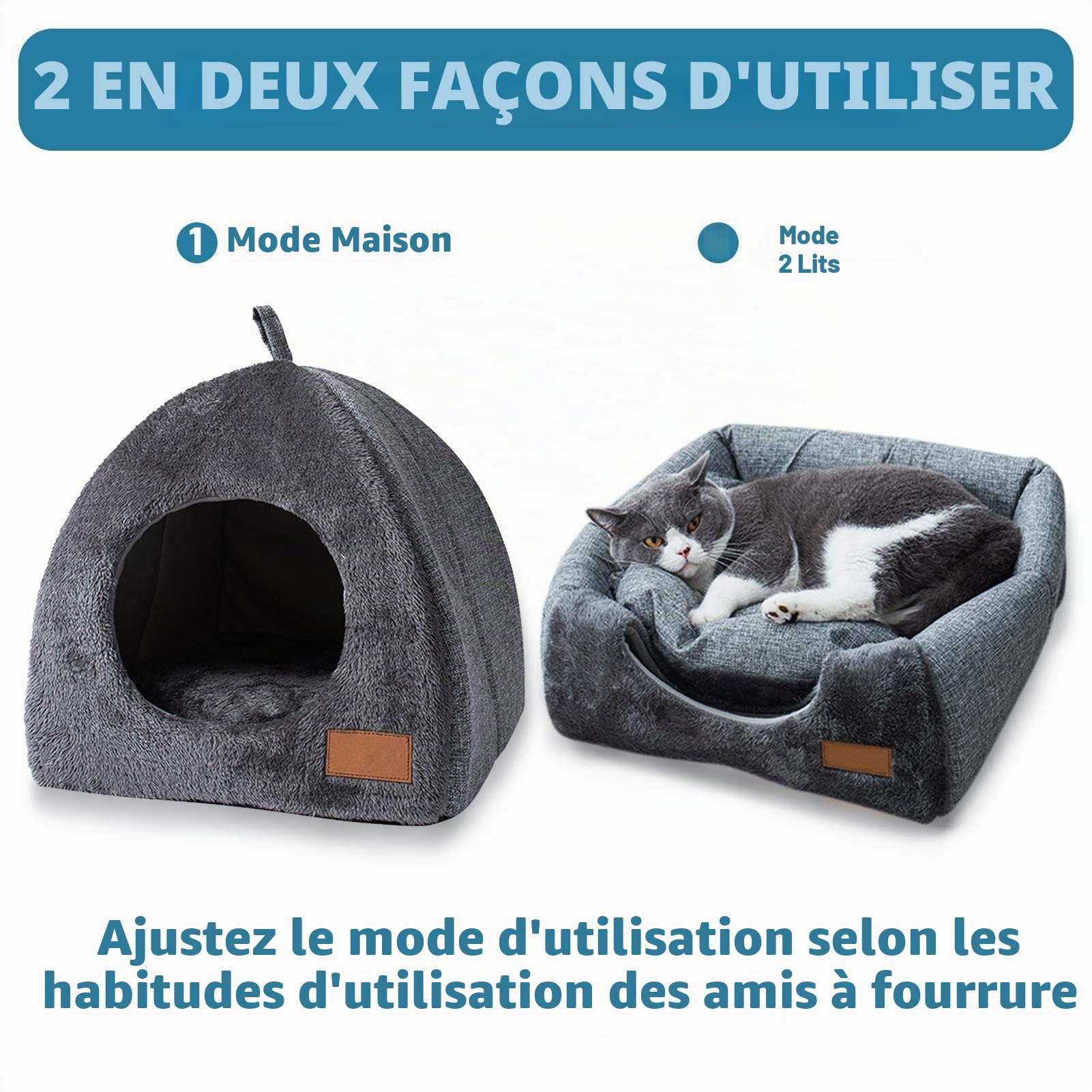 Luckxing Abri d'hiver Chaud pour Chats d'Extérieur - Tente Étanche et Maison Pliante Portable avec Coussin Amovible pour Lapins, Chiens et Autres Petits Animaux