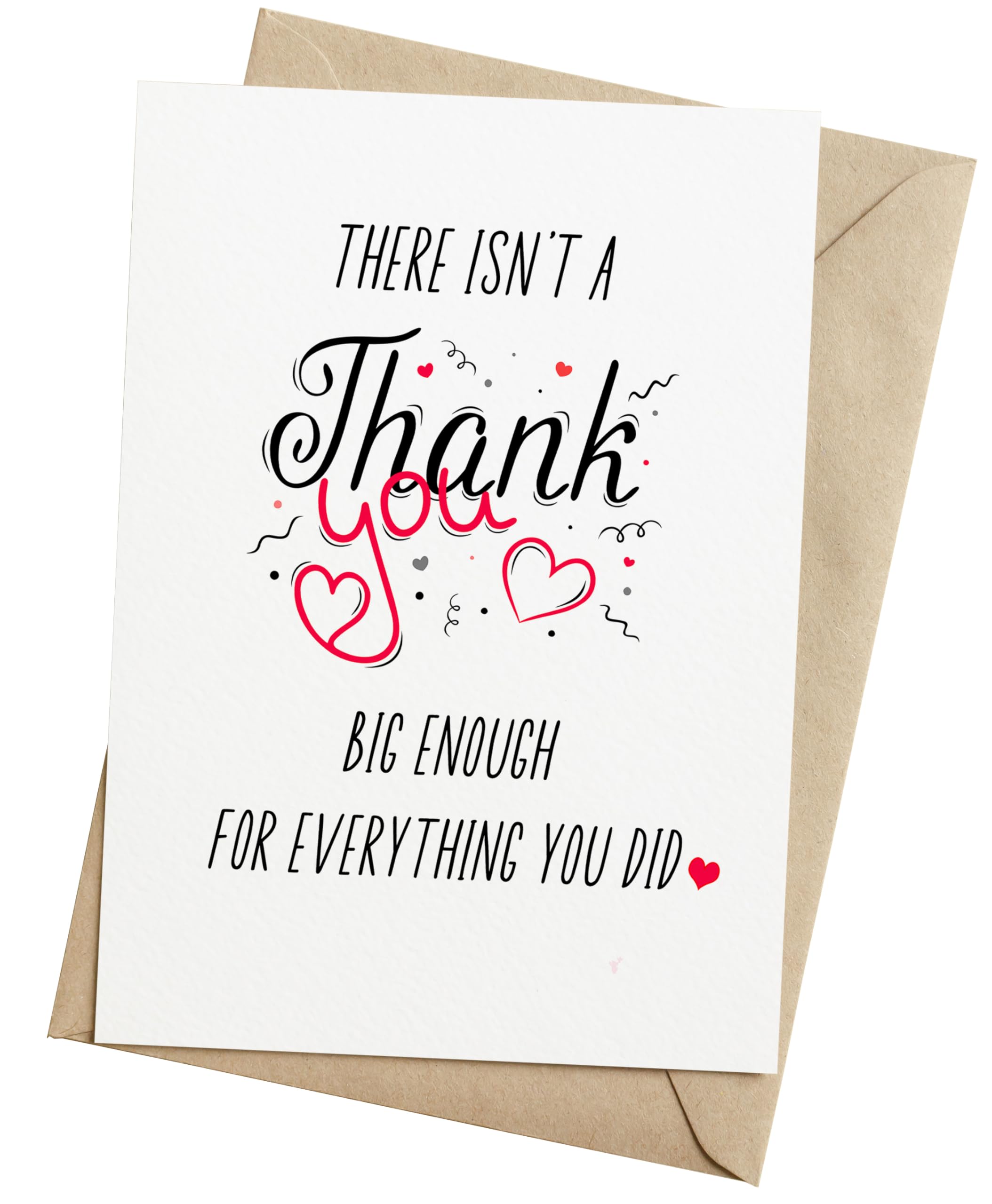 Thank you Card with Envelope, Simple Cute Single Thankful, Grateful Gratitude Gift- Folded 5"x7" Card for Him, Her, Teacher, Boss, Doctor, Mom, Dad, Coworker, Bridesmaids, Groomsmen by PICCAFI