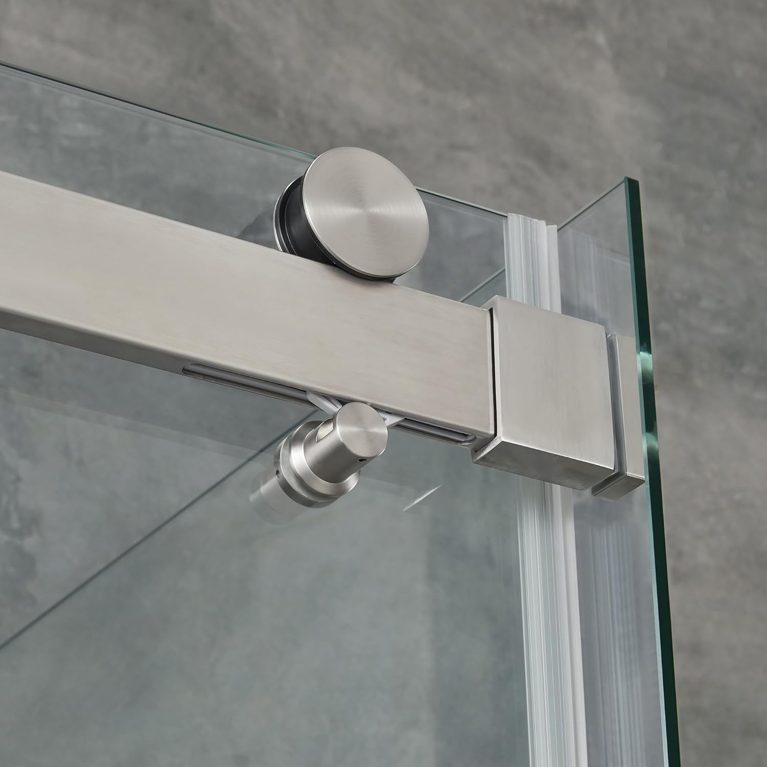 Close-up of the hidden drain design on the shower base