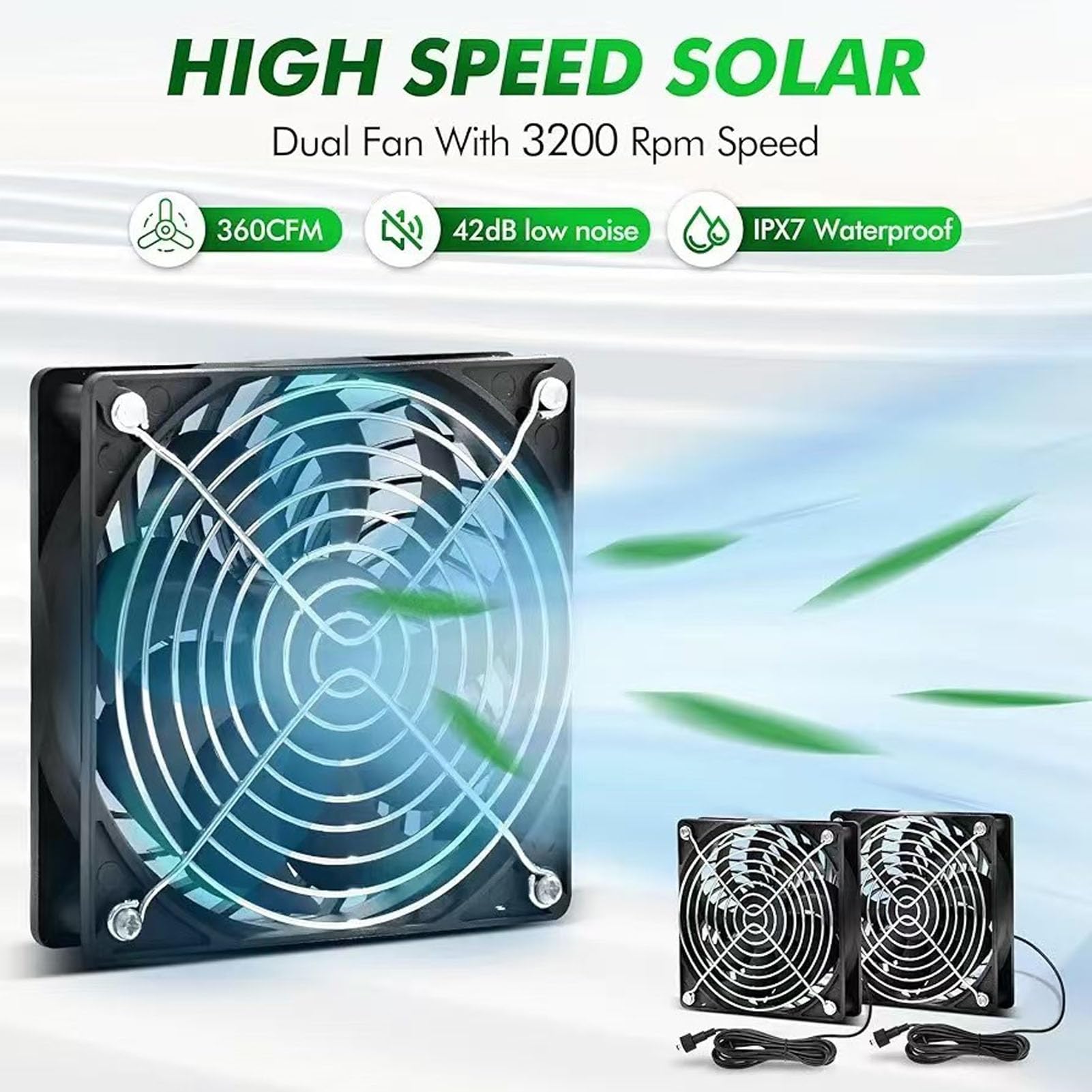 Ventilador Solar, Ventilador de Panel Solar de 25 W Resistente a la Intemperie con Ventilador Doble de CC para Gallineros Pequeños, Invernaderos, Cobertizos, Casas para Mascotas,