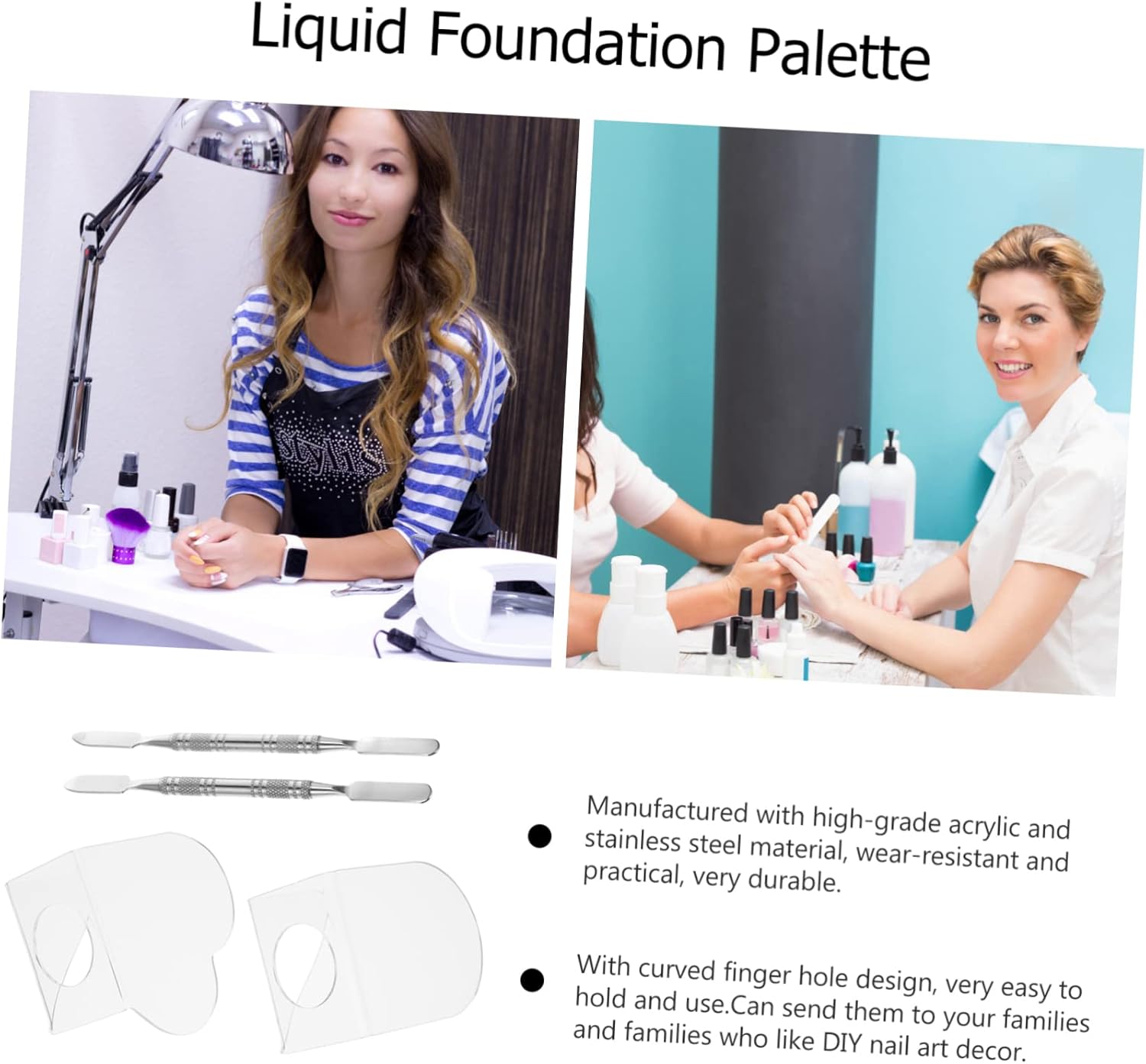 2sets Acrylic Palette Mixing Ring Makeup Pallettes Makeup Mixing Tray Professional Tool Eco-Friendly