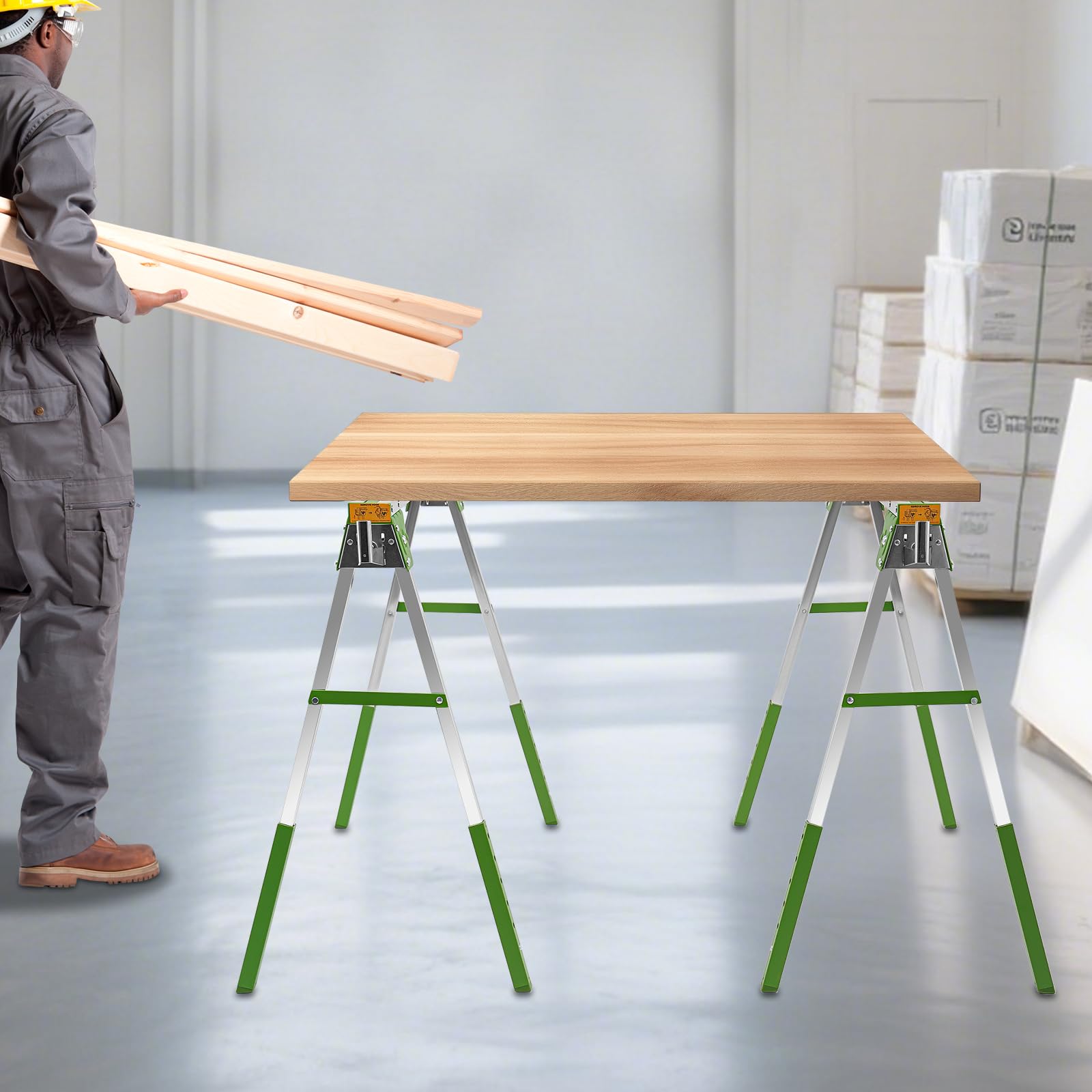 Höhenverstellbar (6 Stufen, 72,6–89 cm) Enorme Tragkraft Arbeitsböcke Böcke Arbeitsbock Unterstellbock Höhenverstellbar 2er Set Klappbar Schnell zusammenklappbar für Werkstatt, Baustelle, Lager