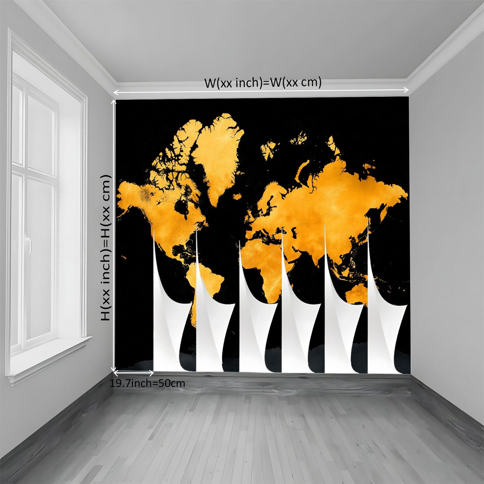 Générique Tapeta ścienna do sypialni minimalistyczna mapa świata 350 x 256 cm, plakat ścienny obrazy ścienne gobelin czarny salon pokój dziecięcy tło tapeta panoramiczna