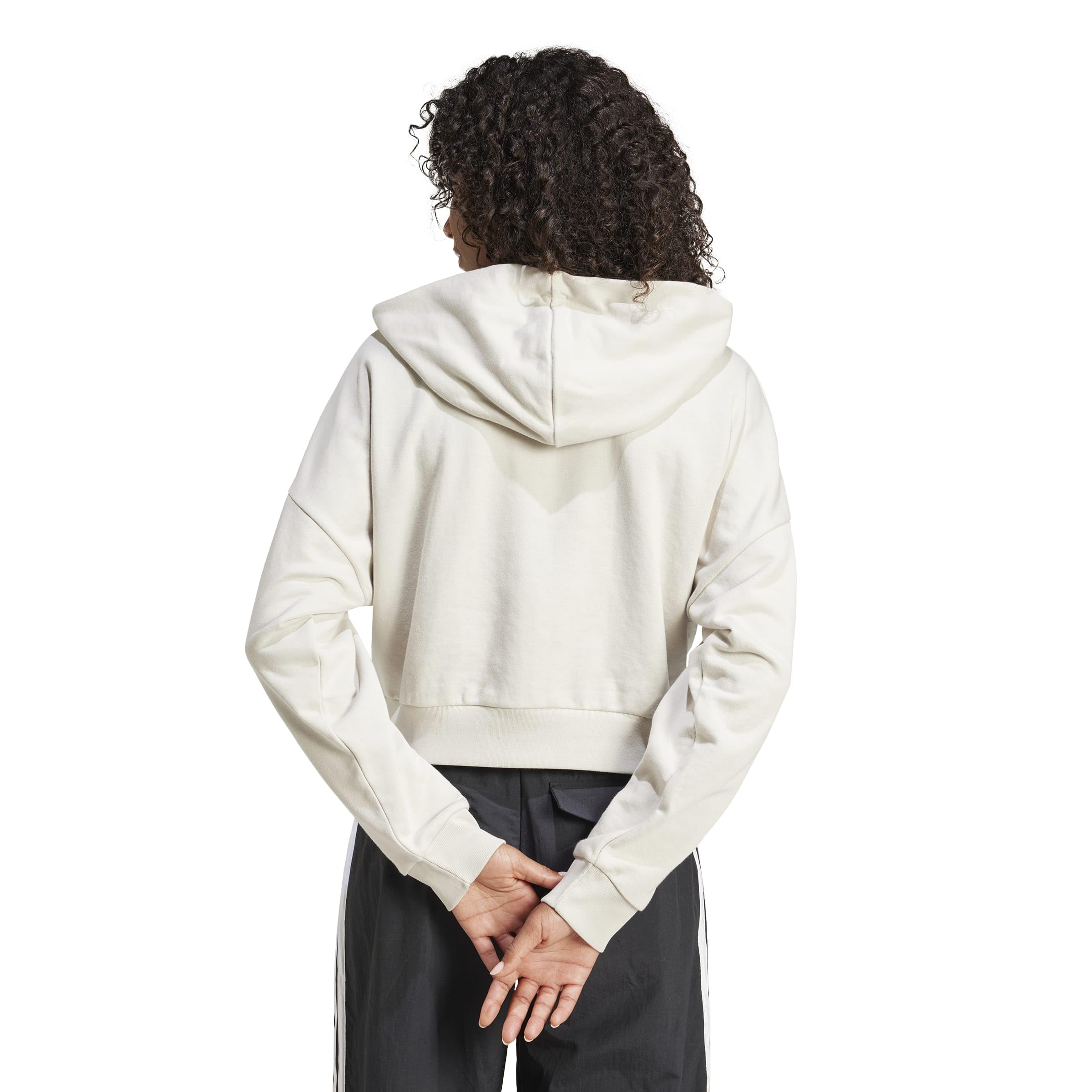 adidas Women Felpa con Cappuccio Essentials 3-Stripes French Terry Quarter-Zip