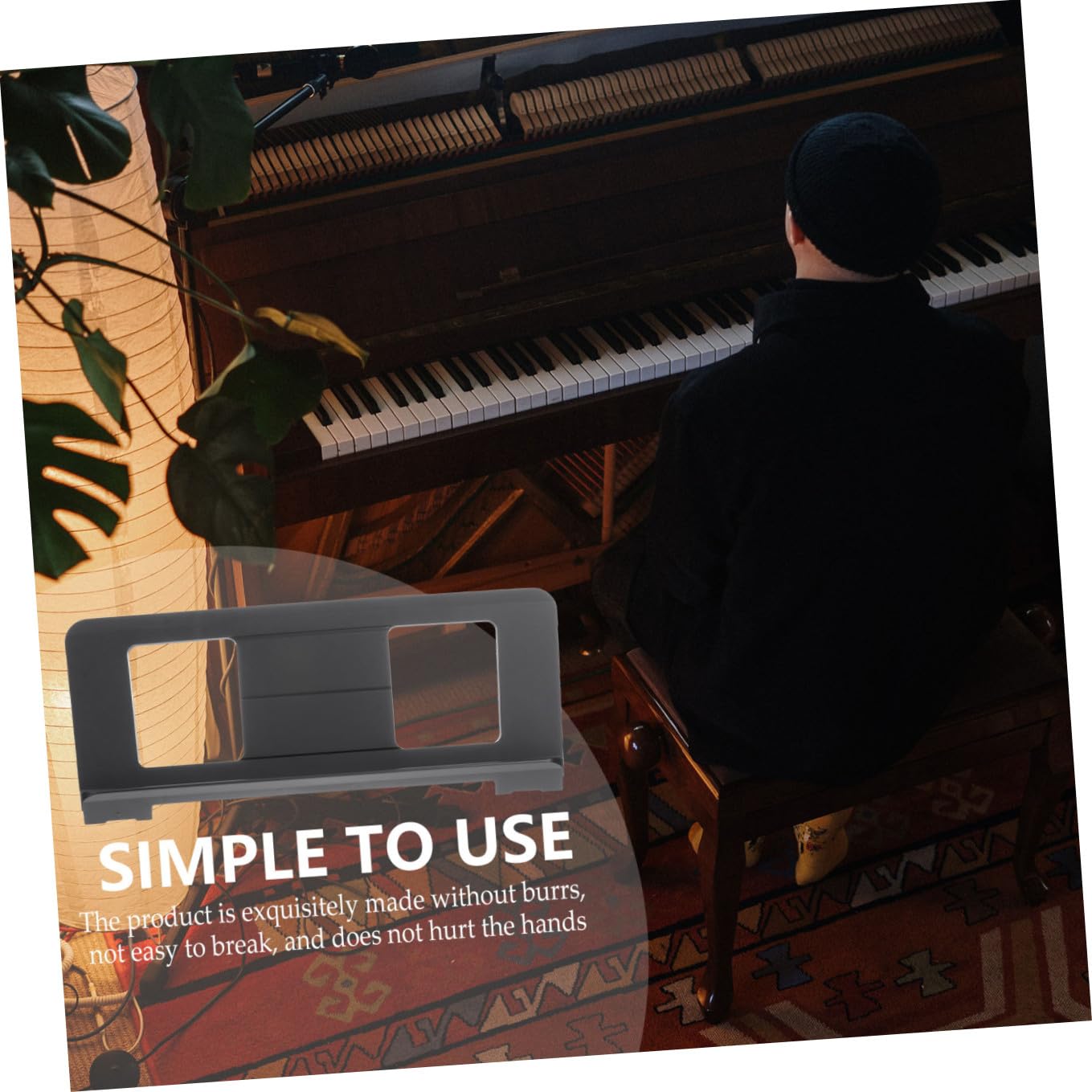 Leggio per Spartiti Musicali Nero Abs, Supporto Pieghevole Portatile | Struttura Semplice ed Elegante, Finitura senza Sbavature, per Pratica Musicale e Uso Quotidiano