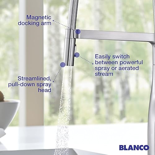 Miniatura 3 de BLANCO, RIVANA Semi-Pro - Grifo de cocina de doble rociado cromado pulido 442675, 1.5 GPM