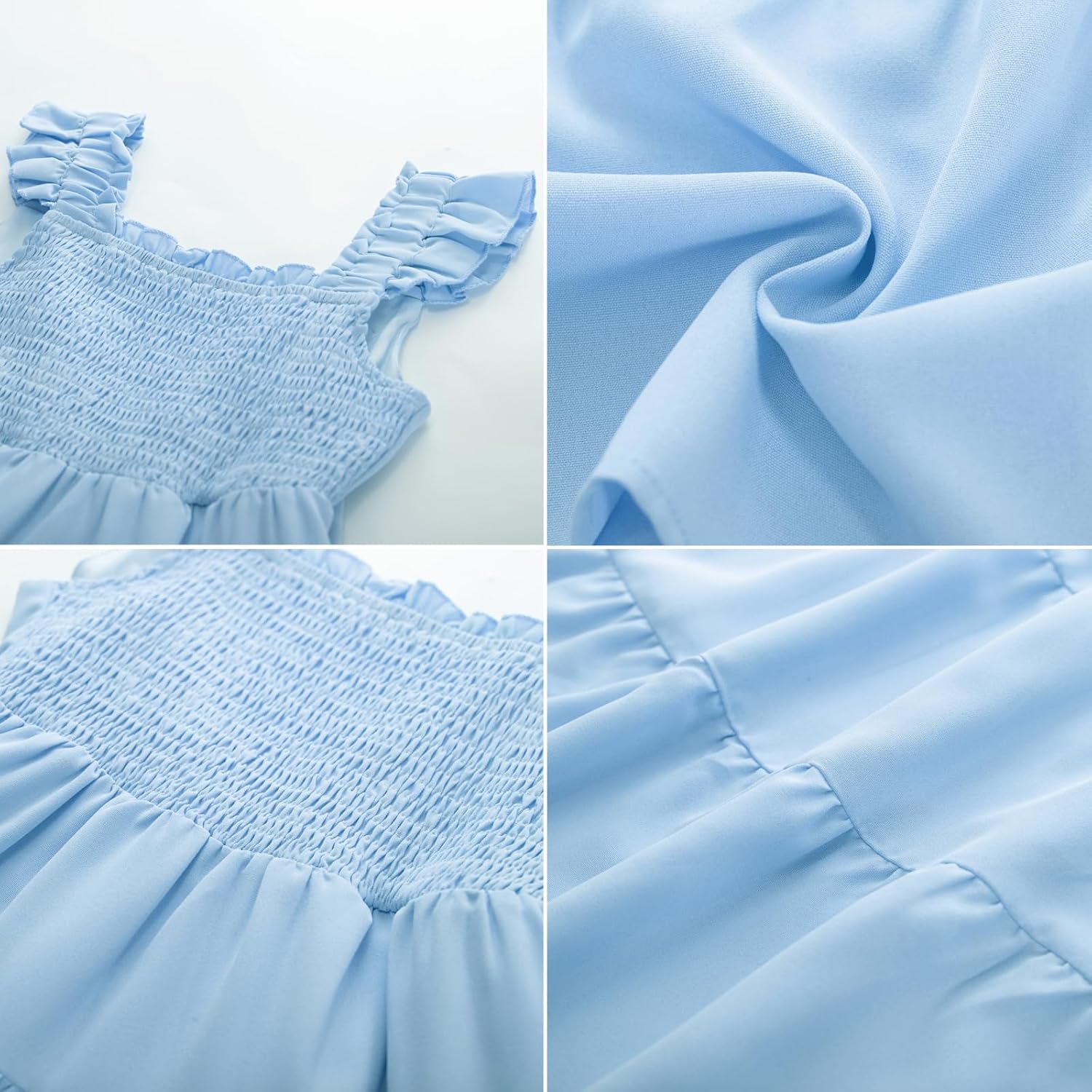 GRACE KARIN Girls Dress Summer Tie Back Party Dress Ruffle Sleeve Smoke Tiered Special Occasions Maxi Tween Dresses Size 5-14 - Image 8