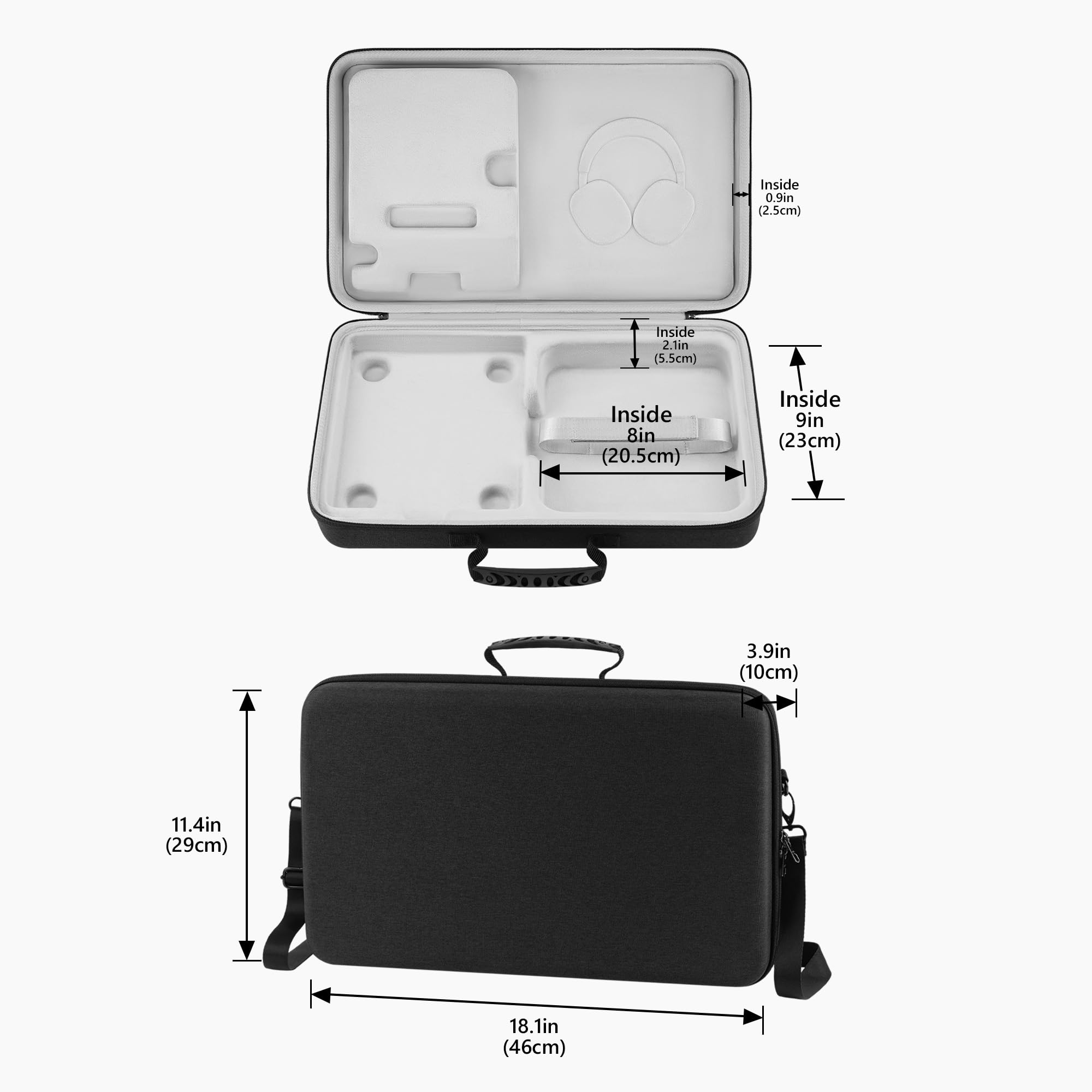 Geekria Hartschalen-Reisekoffer kompatibel mit Akai Professional MPC Sample, mit Kopfhörer-Aufbewahrung (schwenkbare Ohrmuscheln), Tragetasche für Audio-Sampler (Dunkelgrau)