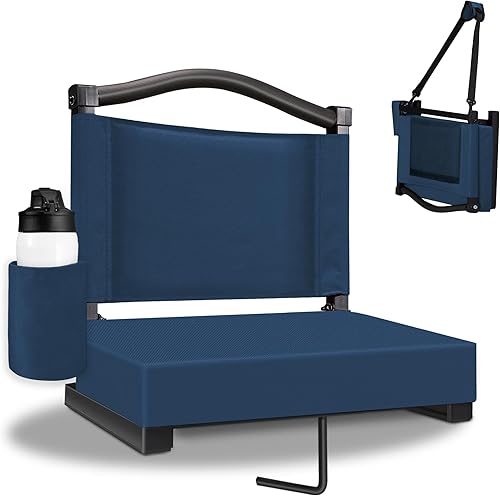 Asiento de grada para deportes, asientos de estadio con respaldo y cojín grueso, sillas de gradas con correa para el hombro y bolsillo lateral,