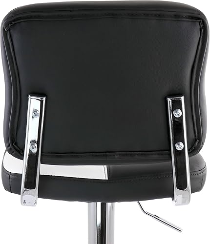 Miniatura 6 de Elama Taburete de bar ajustable de piel sintética de 2 piezas en blanco y negro con base cromada