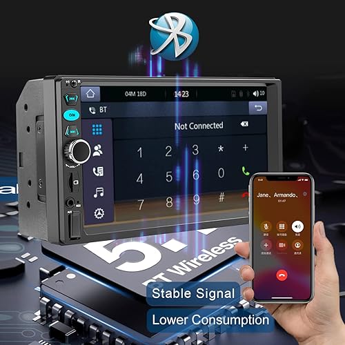Miniatura 2 de Radio de coche con pantalla táctil doble DIN de 7 pulgadas con Apple CarPlay, estéreo Bluetooth de 7 pulgadas con cámara de respaldo, controles de