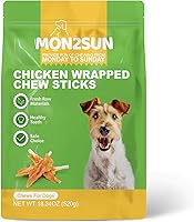 Vista 7 de MON2SUN Dog Rawhide Twist - Palitos de cuero crudo envueltos en pollo de 4 a 4.5 pulgadas para cachorros y perros pequeños, promueve golosinas